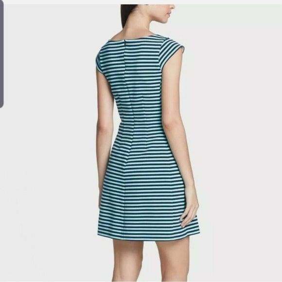 LILLY PULITZER ~ BRIELLA Fit and Flare Dress Navy & Turquoise Stripe Sz M - Picture 2 of 10